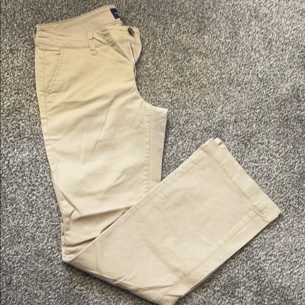 American Eagle kick boot khakis